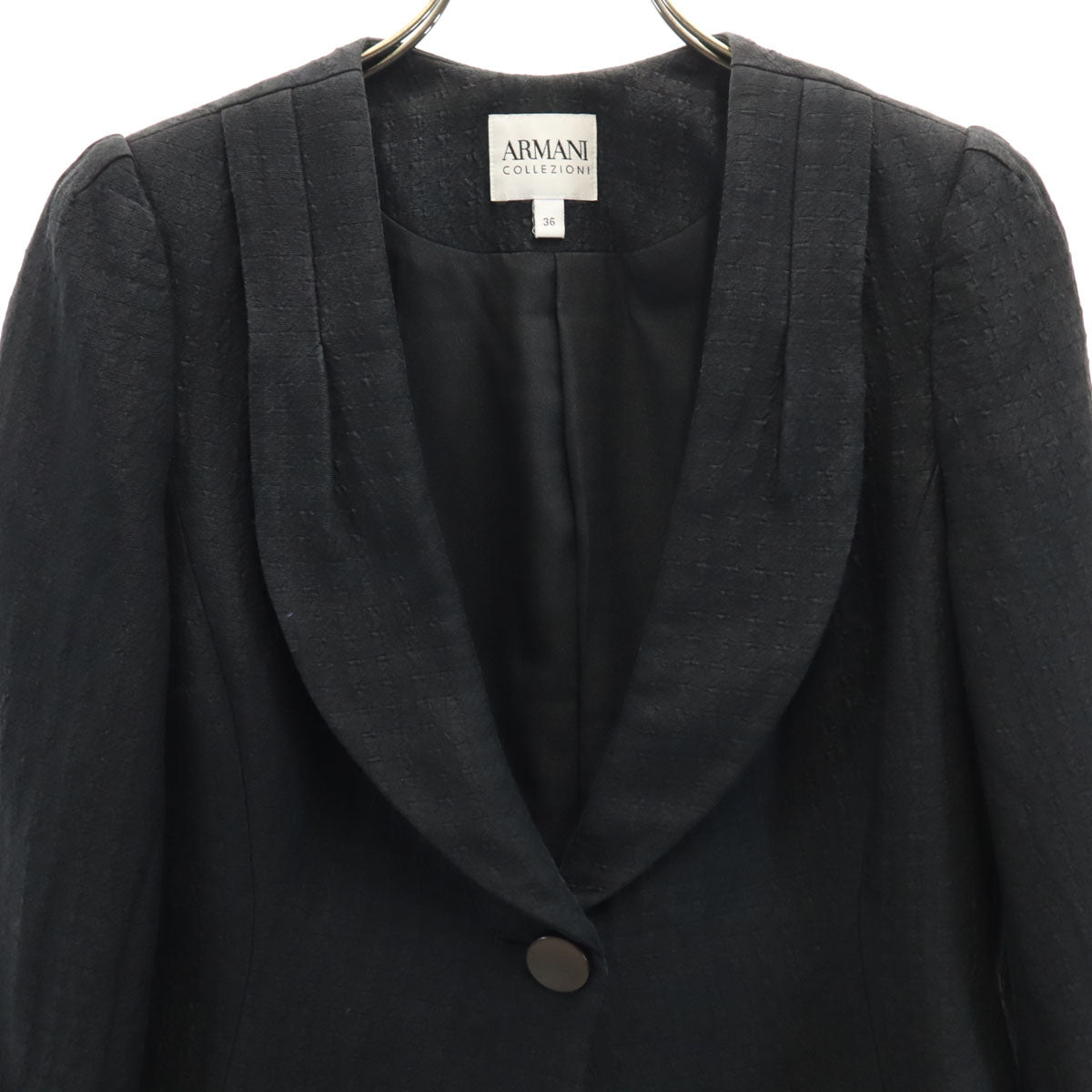 ARMANI COLLEZIONI アルマーニコレッツォーニ 総柄 長袖 ショールカラー ジャケット 36 ブラック系 レディース