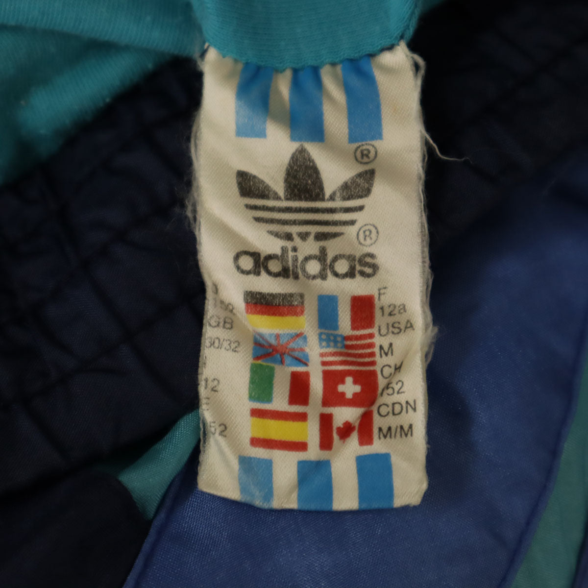 adidas アディダス 80s ヴィンテージ トレフォイルロゴ刺繍 ナイロンジャケット M ネイビー メンズ