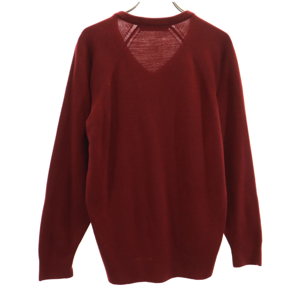 FRED PERRY フレッドペリー イングランド製 長袖 Vネック ニット 36 レッド系 メンズ