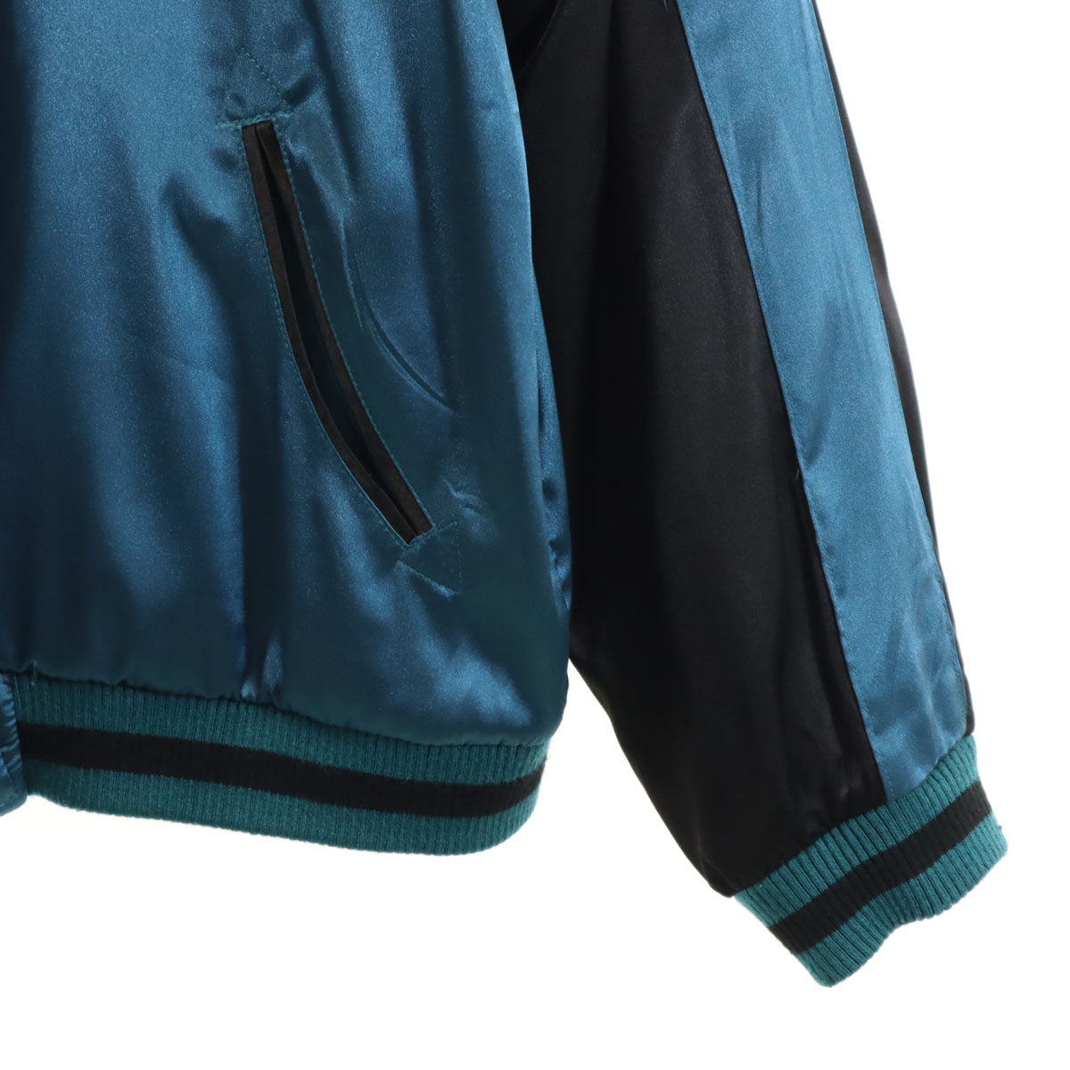 花旅楽団 ハナタビガクダン バック カエル刺繍 スカジャン L ブラック系 和柄 メンズ