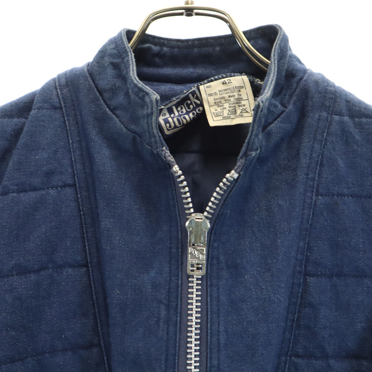 JACK JONES ジャック ジョーンズ 70s 80s ヴィンテージ ユーロワーク キルティング切替 ブルゾン 42 インディゴ レディース