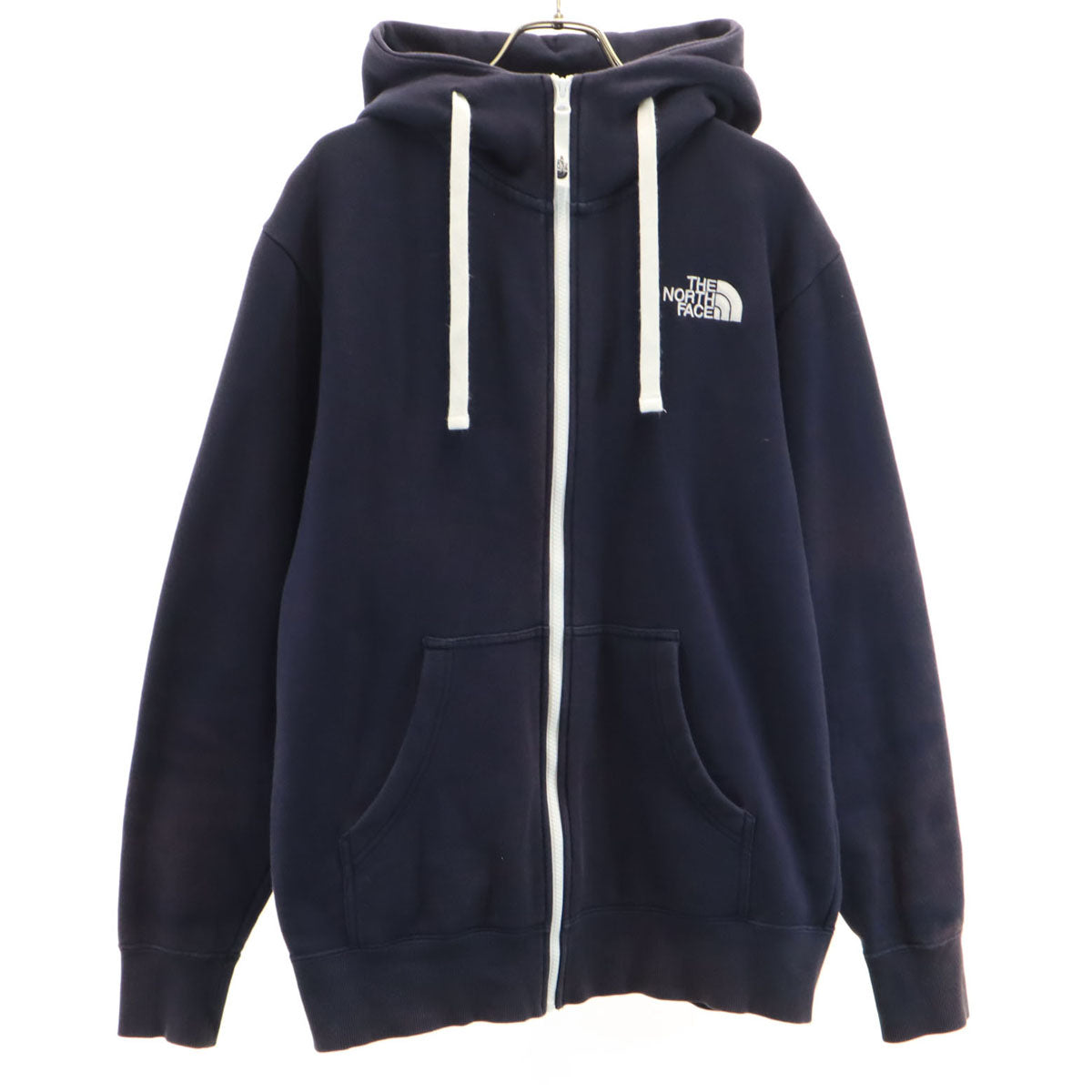 THE NORTH FACE ザノースフェイス フードビッグロゴ 長袖 ジップパーカー M ネイビー アウトドア NT62130 裏起毛 メンズ
