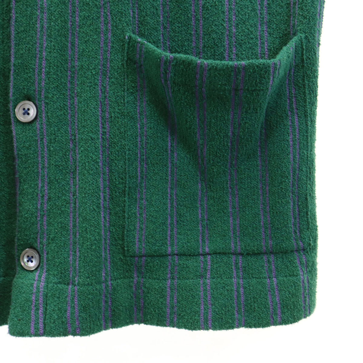 GALLIA ガッリア イタリア製 ストライプ柄 長袖 パイル地 カーディガン 54 グリーン ビッグサイズ メンズ