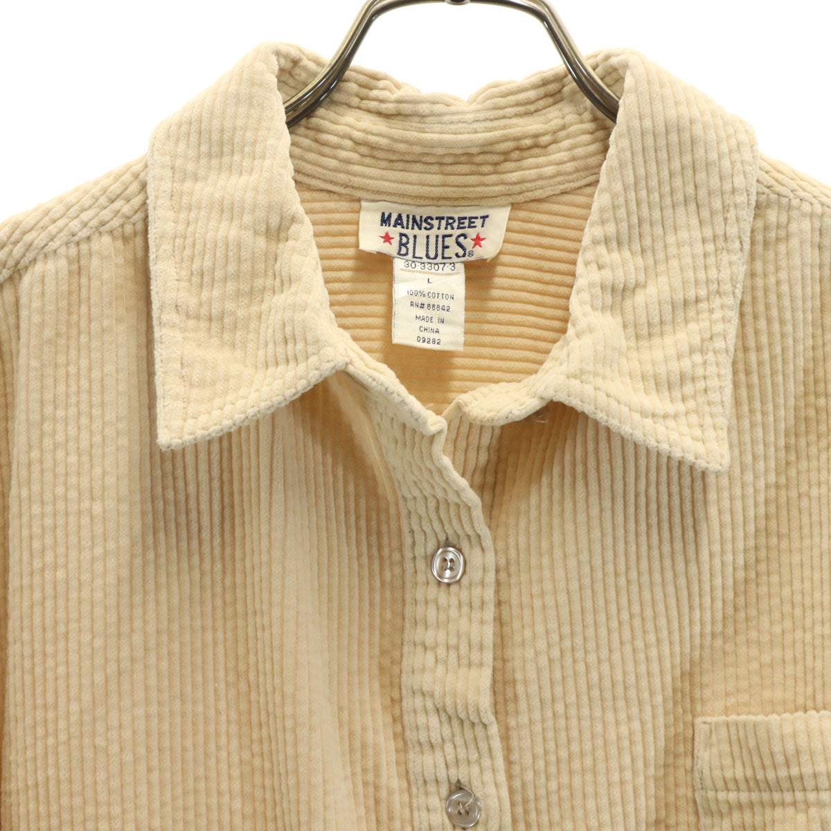 MAINSTREET BLUES 長袖 コーデュロイシャツ L ベージュ メンズ