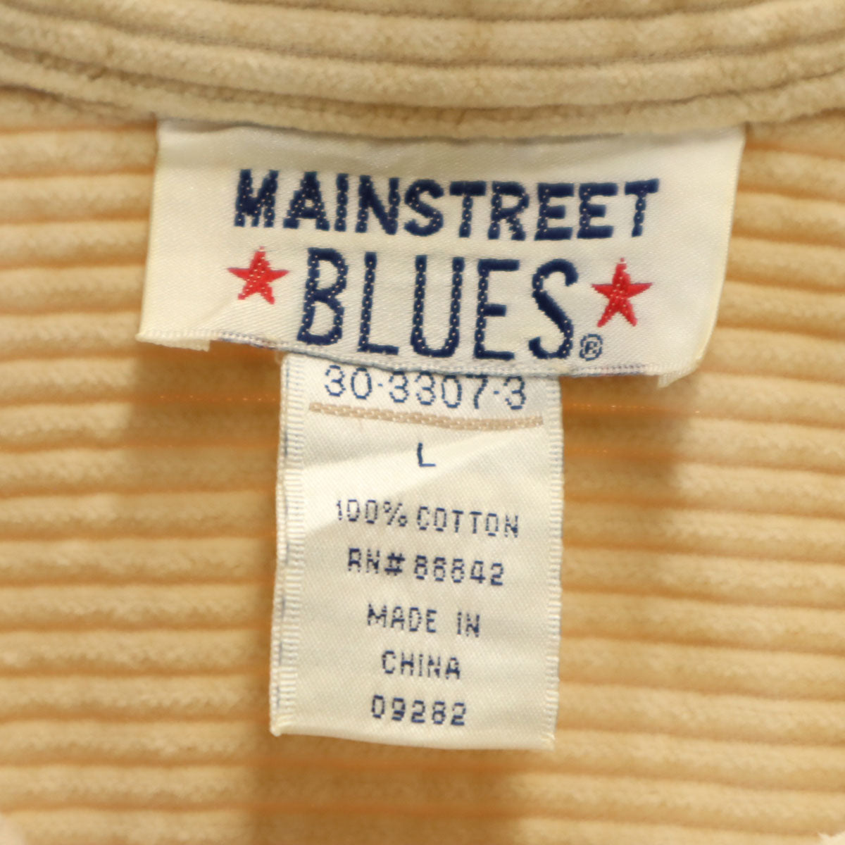 MAINSTREET BLUES 長袖 コーデュロイシャツ L ベージュ メンズ