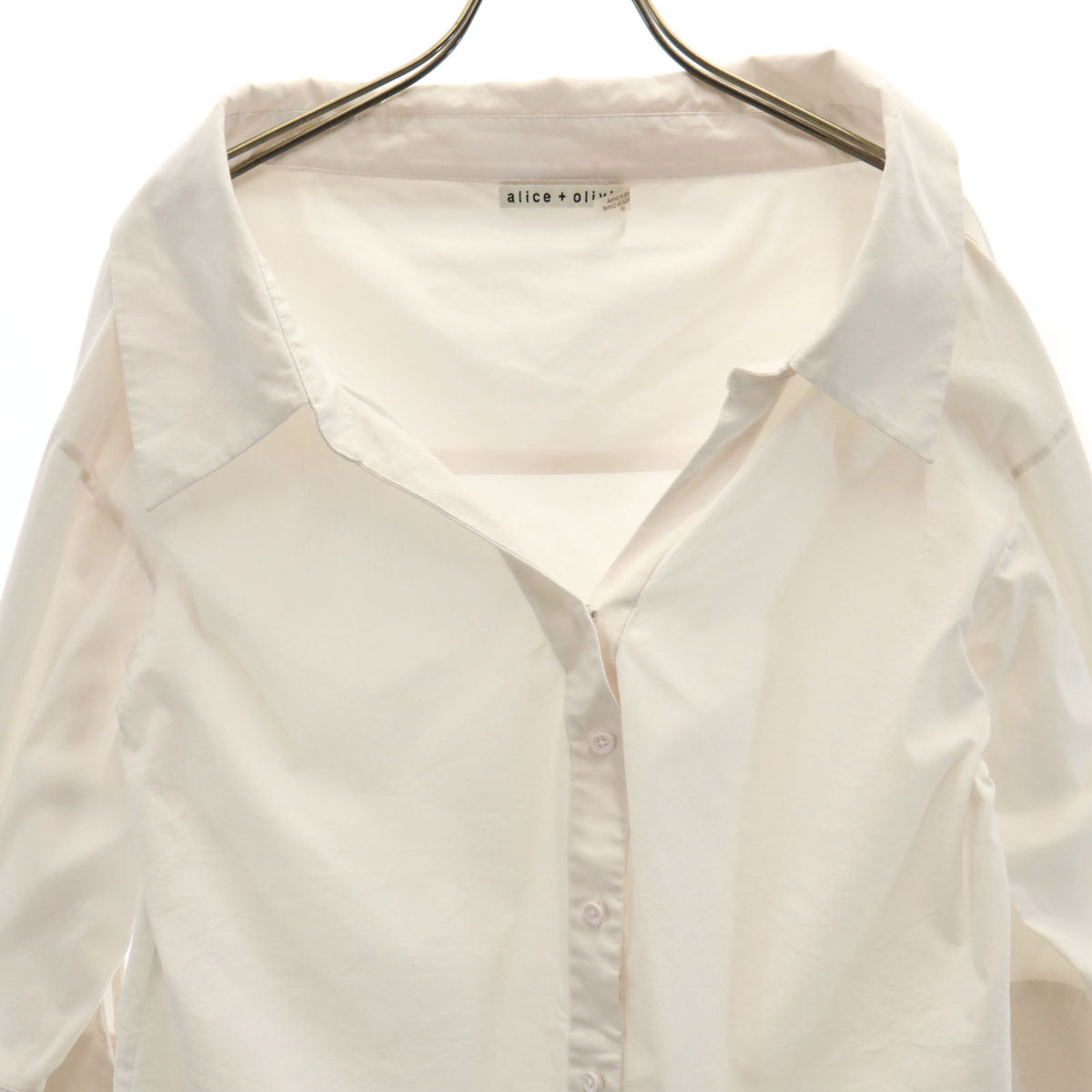 Alice and Olivia アリスアンドオリビア 7分袖 スキッパー シャツ S 白 レディース