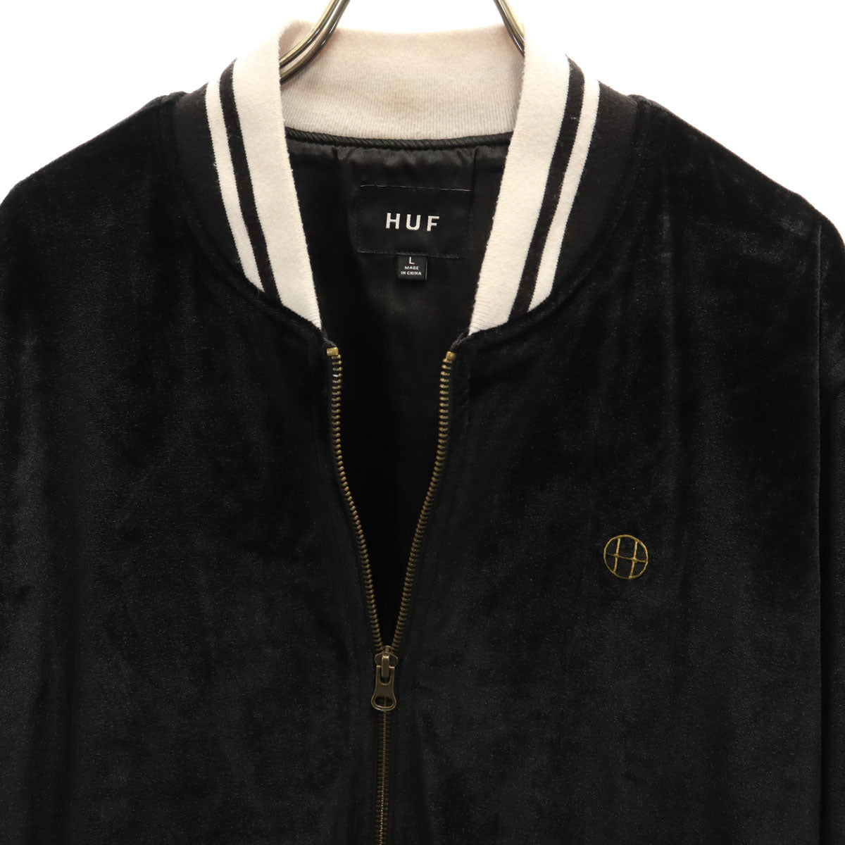 HUF ハフ ベロア ブルゾン L ブラック メンズ