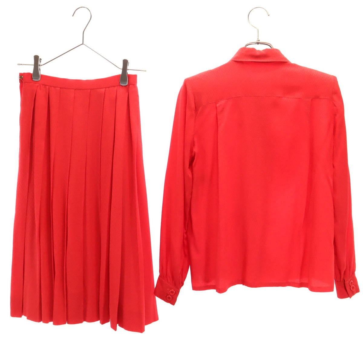 Christian Dior PRET-A-PORTER クリスチャンディオール プレタポルテ 90s オールド 総柄 長袖 シャツ 上下 セットアップ 7 レッド レディース