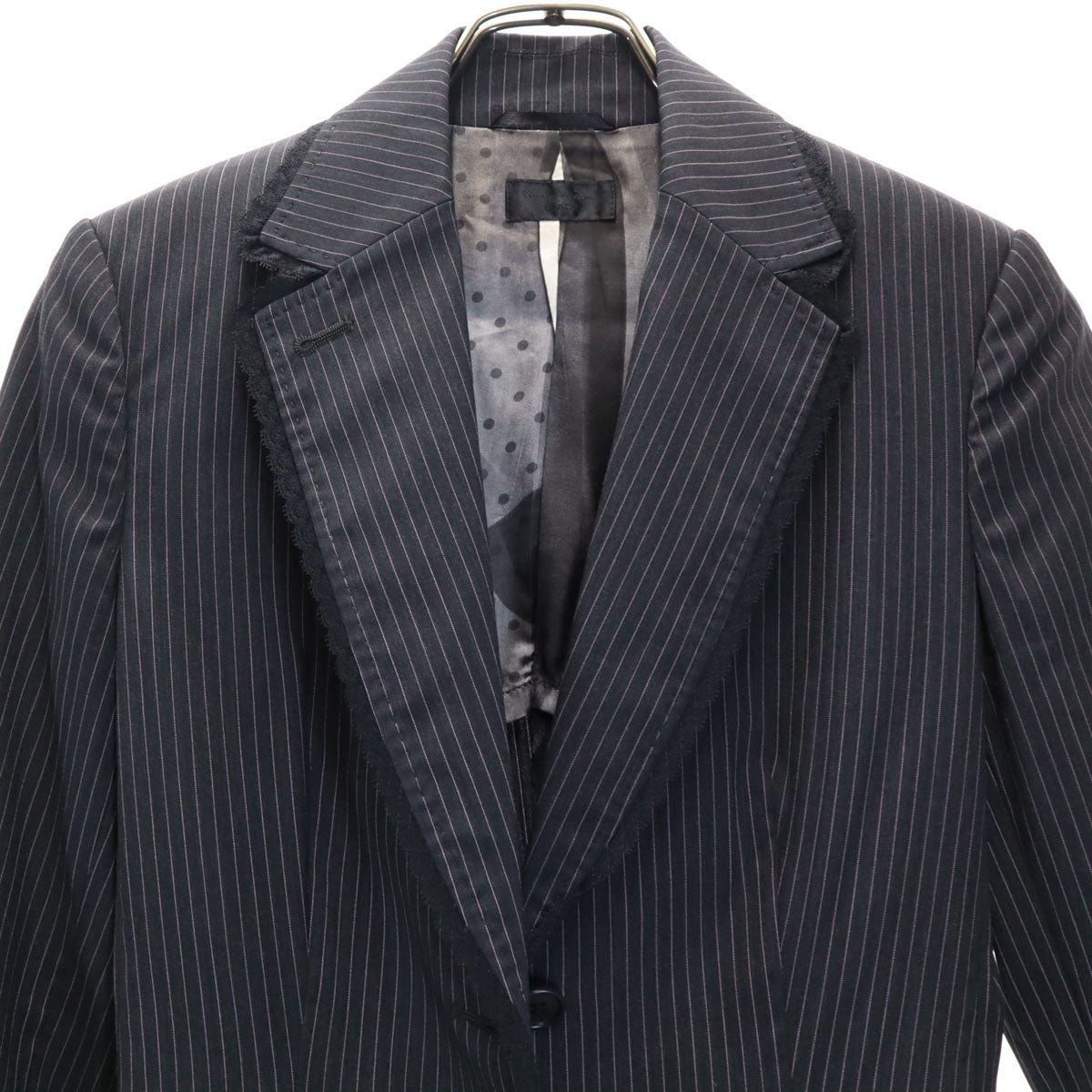 Paul Smith BLACK ポールスミス ブラック ストライプ柄 パンツスーツ 上下 セットアップ 38/40 チャコールグレー レディース