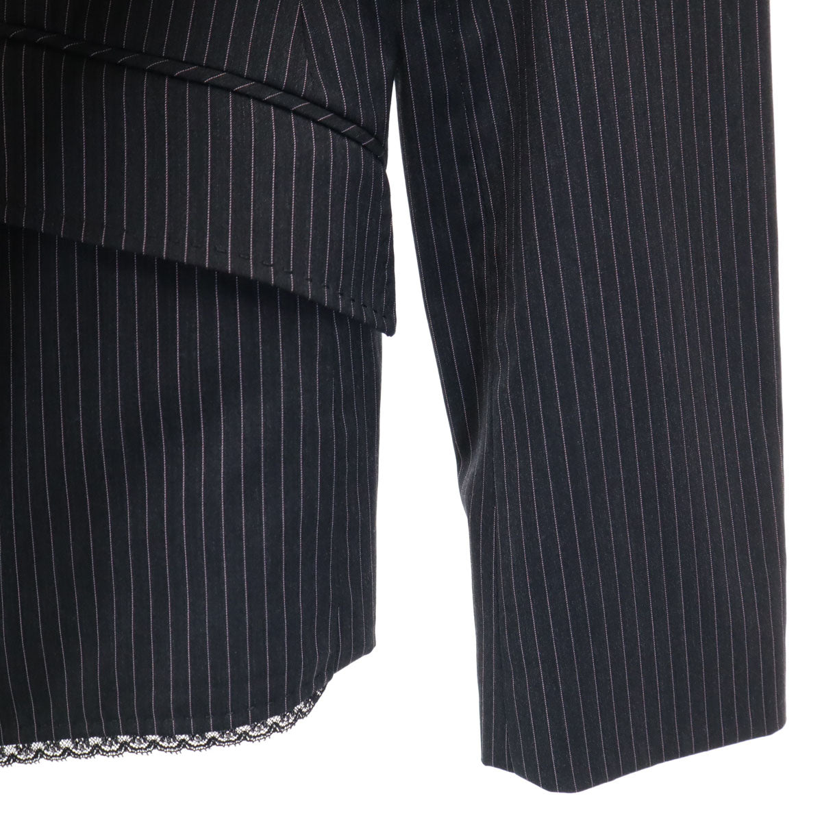 Paul Smith BLACK ポールスミス ブラック ストライプ柄 パンツスーツ 上下 セットアップ 38/40 チャコールグレー レディース