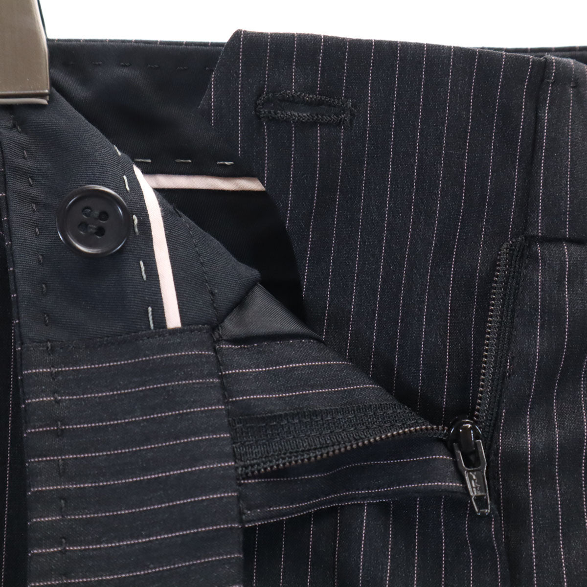 Paul Smith BLACK ポールスミス ブラック ストライプ柄 パンツスーツ 上下 セットアップ 38/40 チャコールグレー レディース