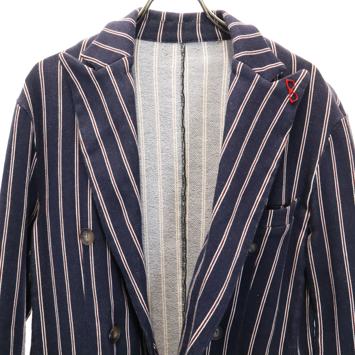 RICORZO リコルゾ 日本製 ストライプ柄 スウェット ダブル スーツ 上下 セットアップ 32 ネイビー カジュアル メンズ