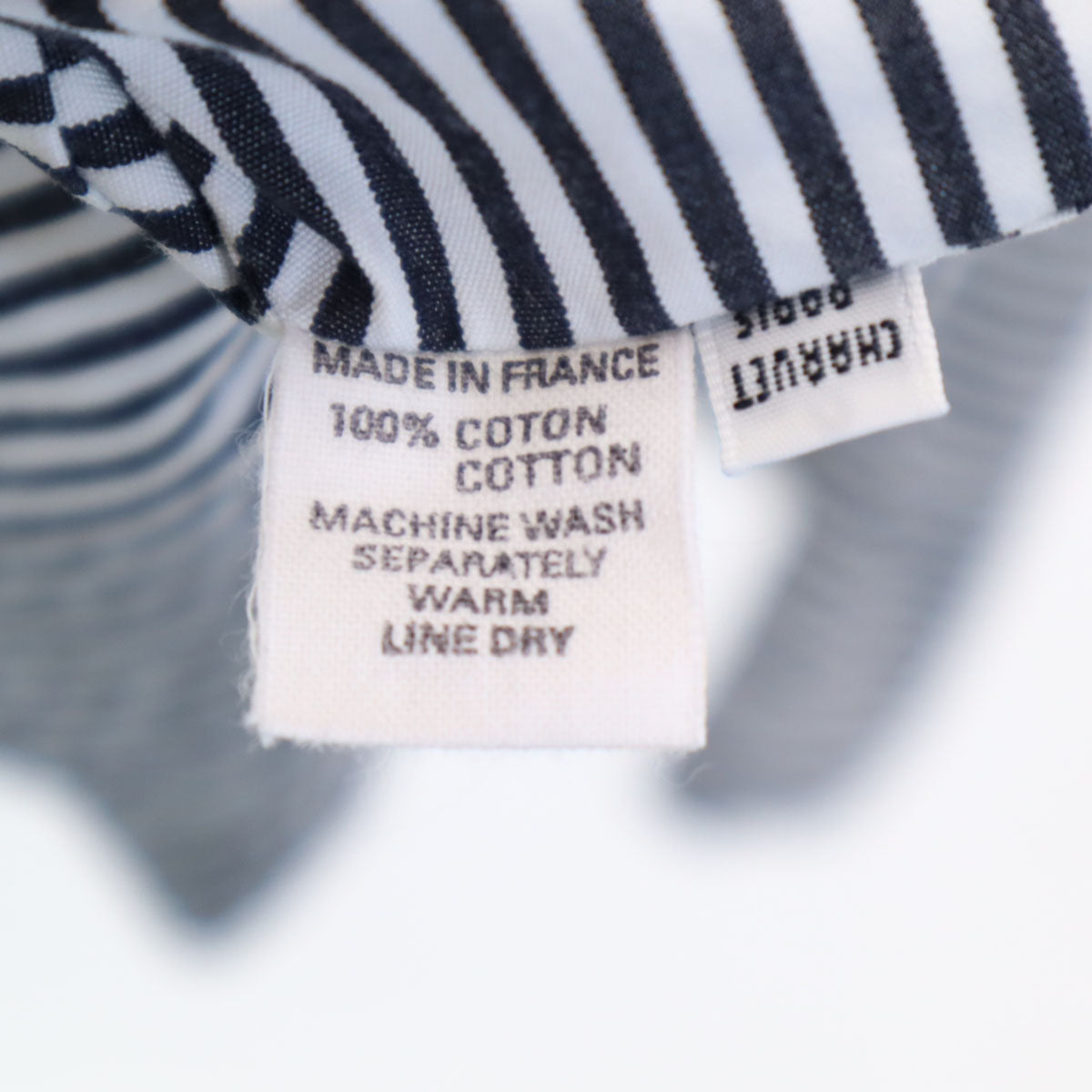 Charvet シャルベ フランス製 ボーダー柄 長袖 シャツ ホワイト系 メンズ