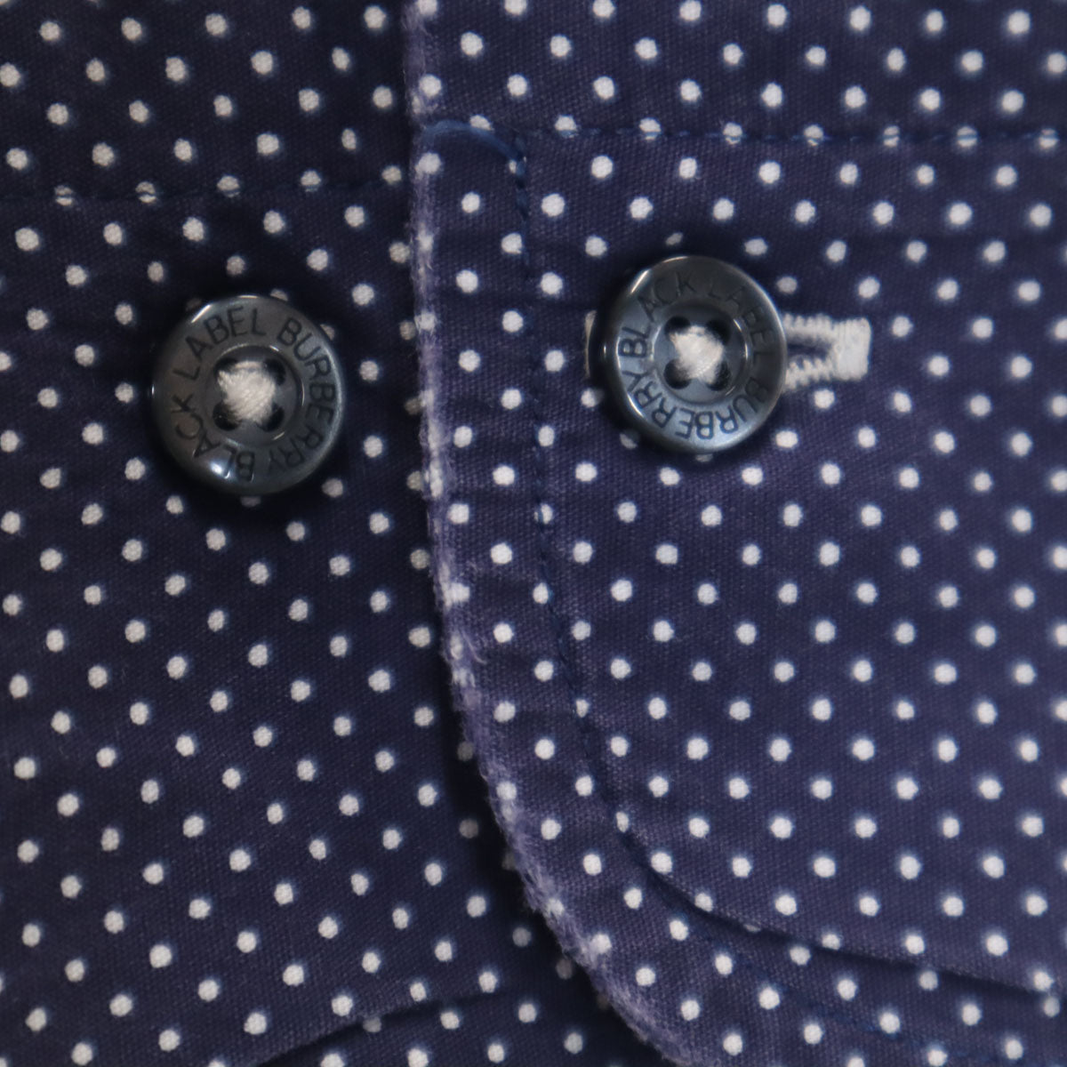 BURBERRY BLUE LABEL バーバリーブルーレーベル ドット柄 長袖 シャツ 2 ネイビー 三陽商会 水玉 メンズ