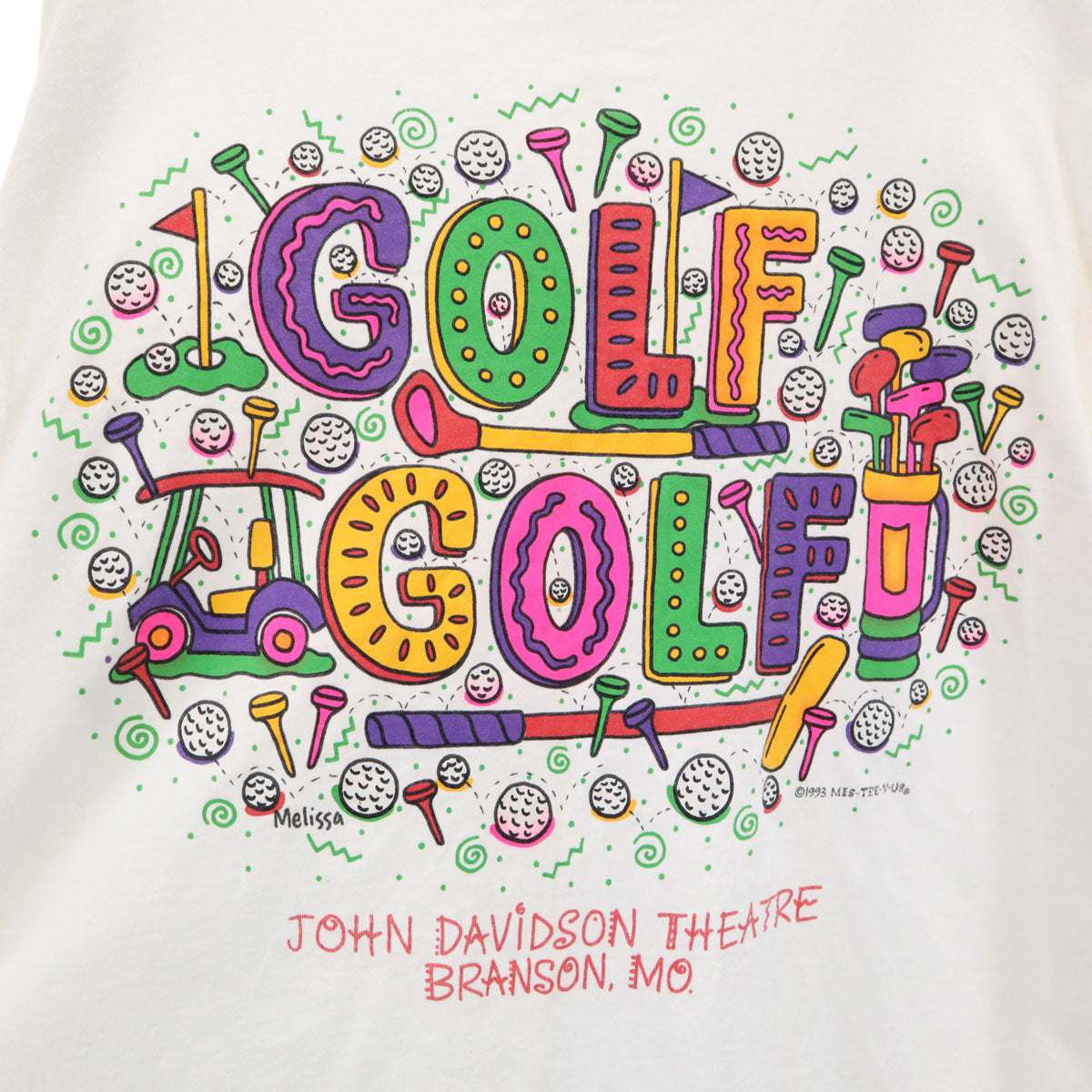 MIS TEE V-US 90s USA製 オールド ゴルフ プリント 長袖 Tシャツ XL ホワイト ロンT メンズ