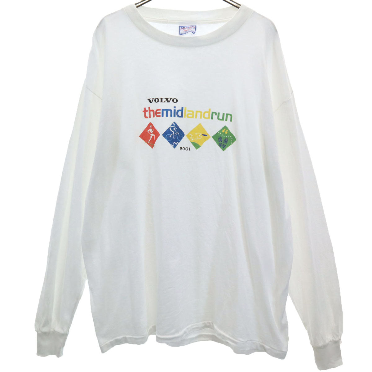 ALL SPORTS オールスポーツ 00s USA製 2001年 ランニングイベント 長袖 Tシャツ L ホワイト ロンT メンズ