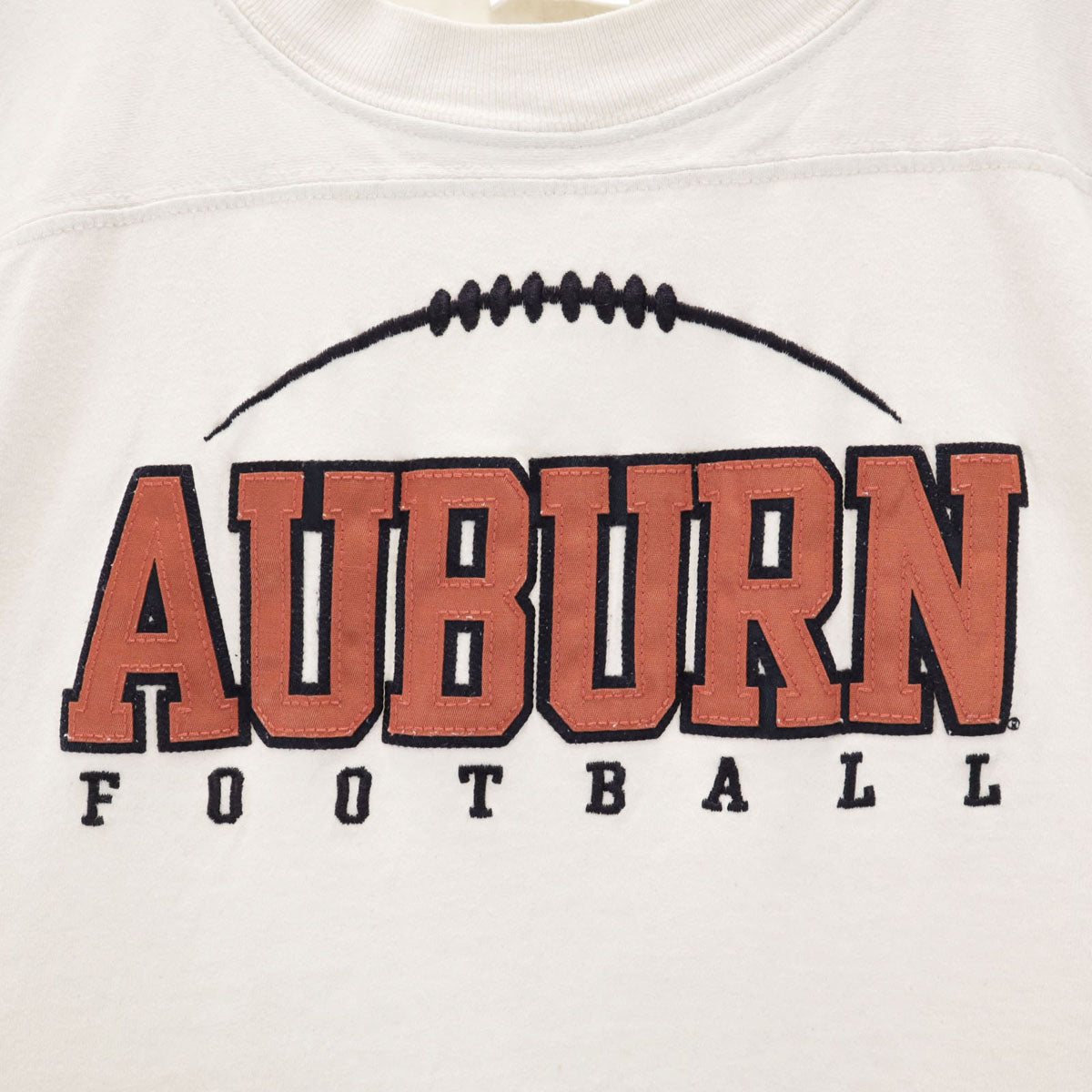 The Cotton Exchange ザコットンエクスチェンジ 90s USA製 オールド AUBURN FOOTBALL 7分袖 Tシャツ M アイボリー メンズ