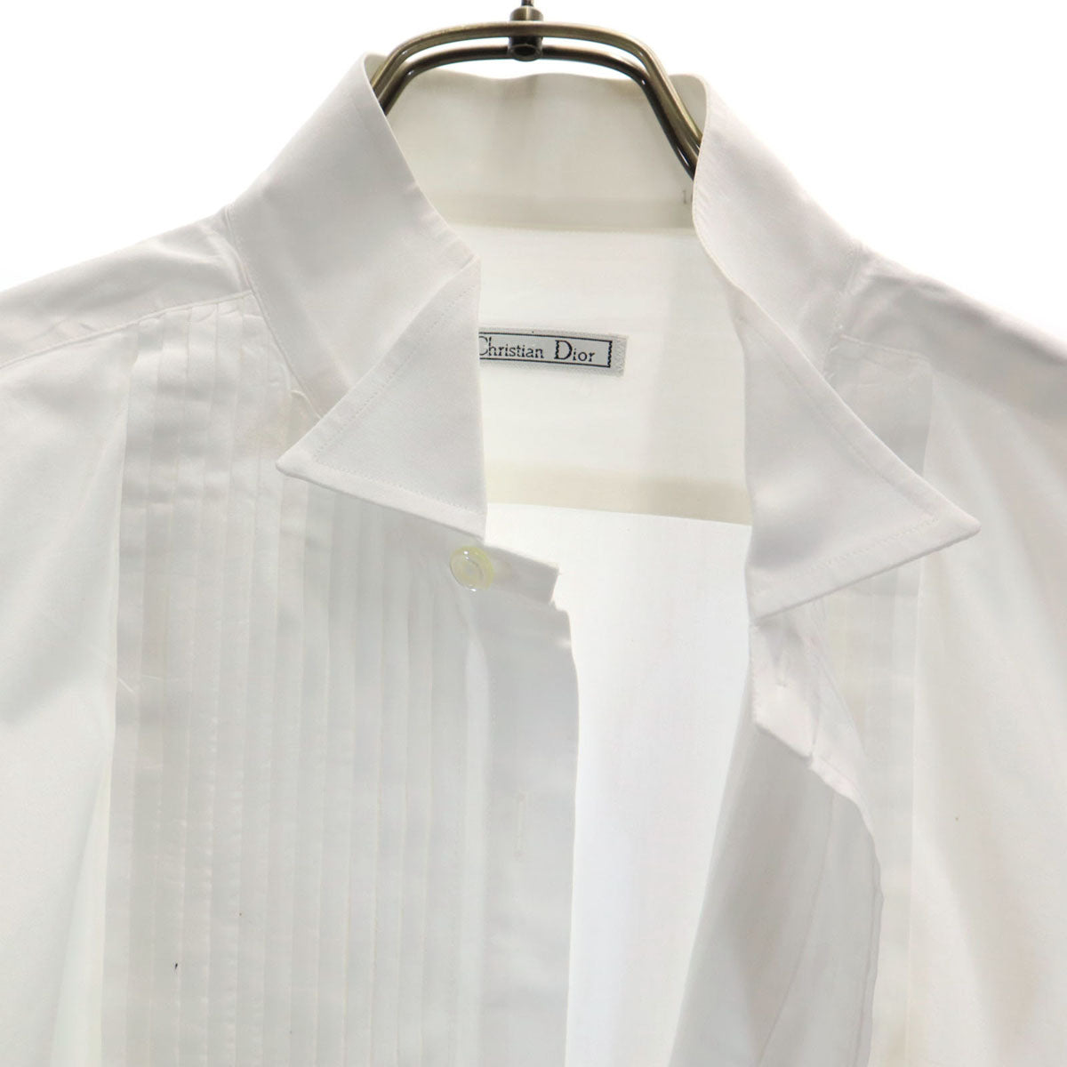 Christian Dior クリスチャンディオール 長袖 コットンシャツ 16-35 ホワイト ダブルカフス メンズ