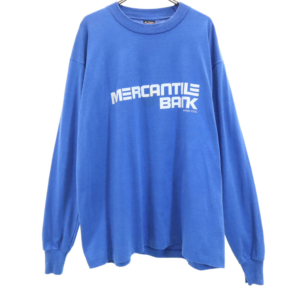 FRUIT OF THE LOOM BEST フルーツオブザルーム ベスト 90s USA製 オールド MERCANTILE BANK 長袖 Tシャツ XL ブルー ロンT 企業モノ メンズ