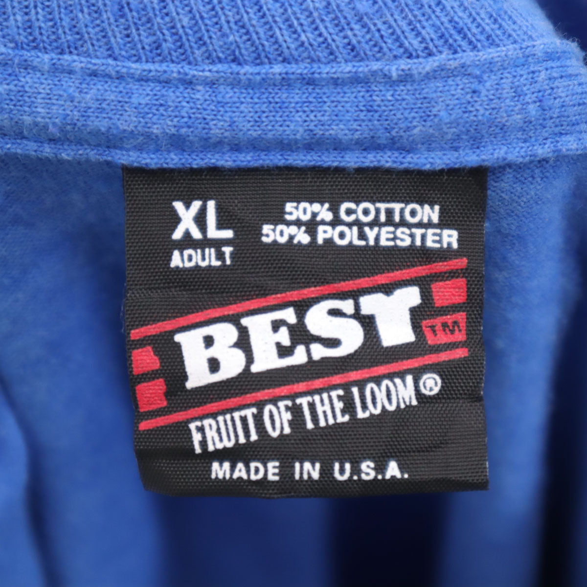 FRUIT OF THE LOOM BEST フルーツオブザルーム ベスト 90s USA製 オールド MERCANTILE BANK 長袖 Tシャツ XL ブルー ロンT 企業モノ メンズ