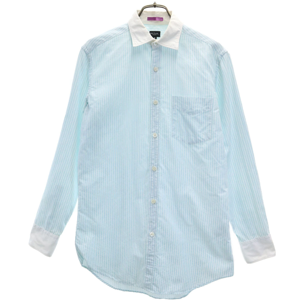 Paul Smith LONDON ポールスミスロンドン 日本製 ストライプ柄 長袖 コットンシャツ S 水色 メンズ