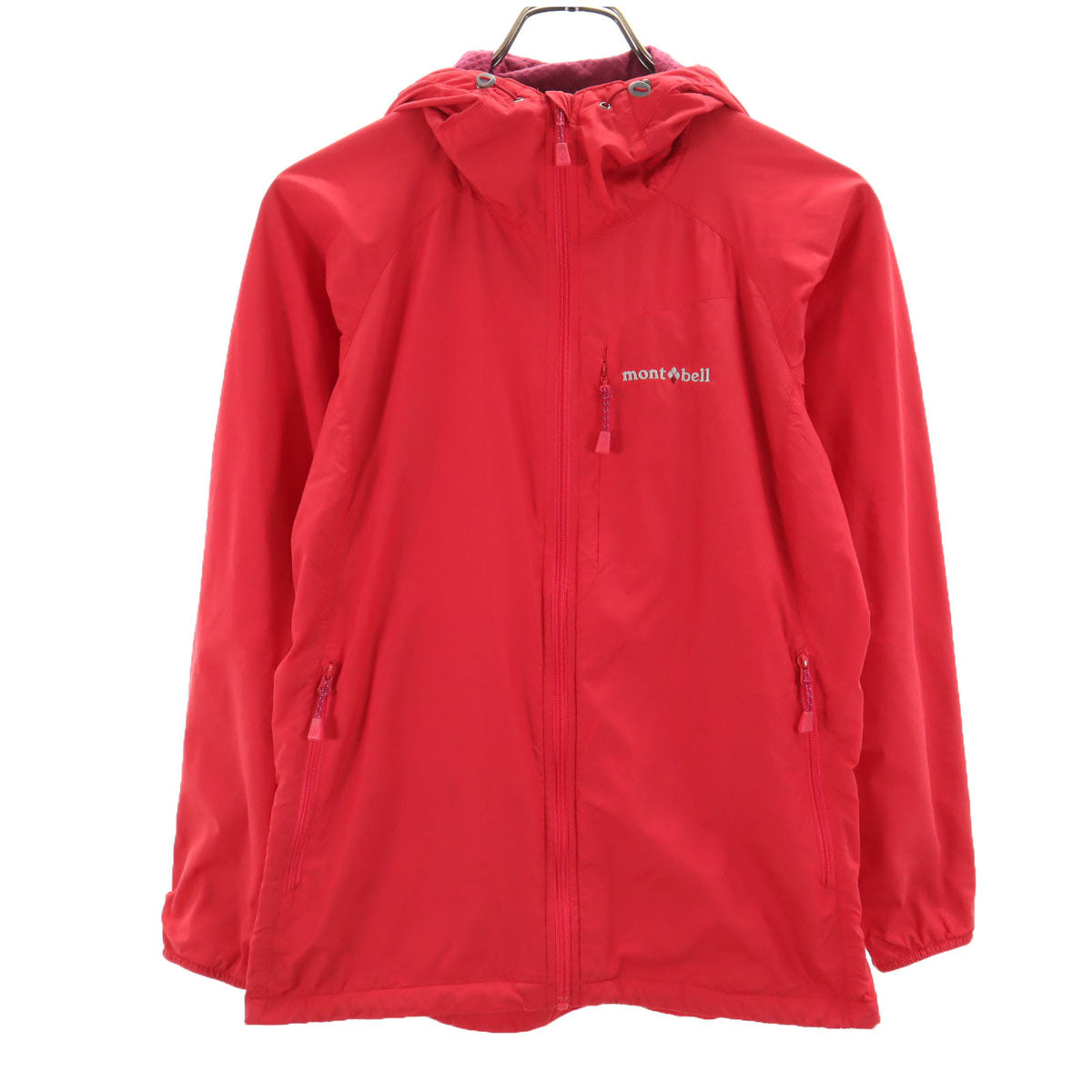 mont-bell モンベル 長袖 ライトシェル パーカー S レッド アウトドア レディース