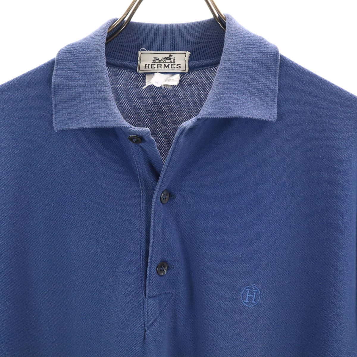 HERMES エルメス イタリア製 半袖 ポロシャツ S ブルー系 メンズ