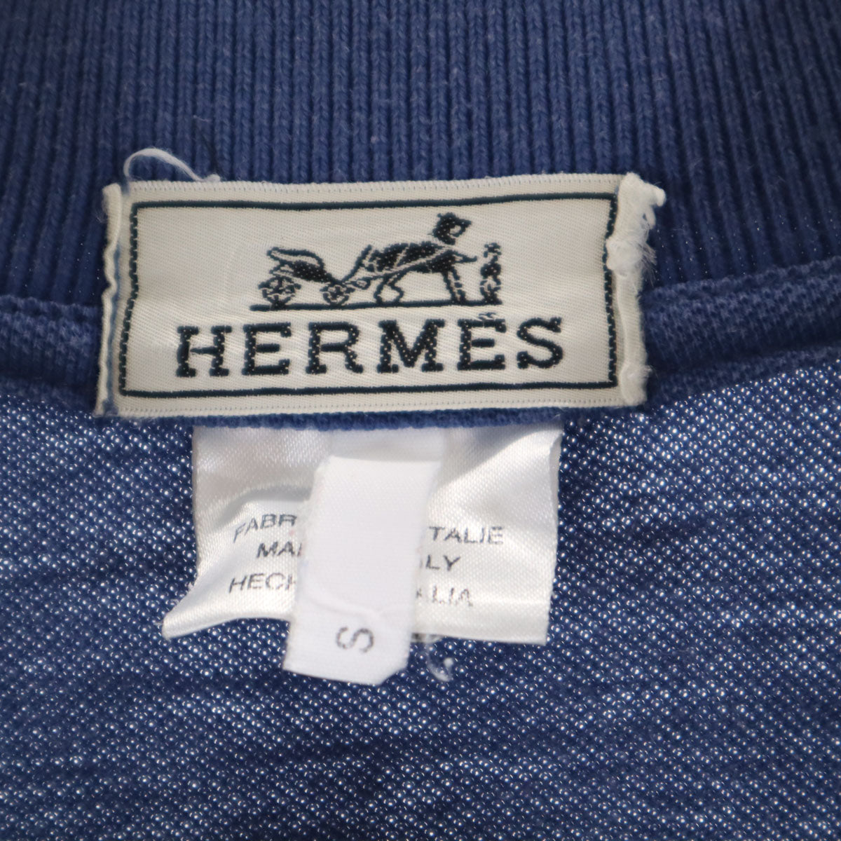 HERMES エルメス イタリア製 半袖 ポロシャツ S ブルー系 メンズ