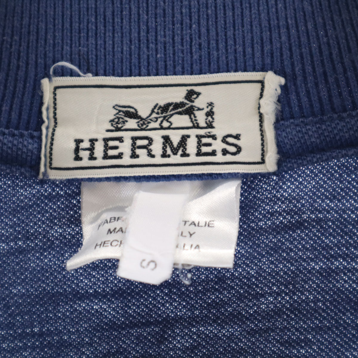 HERMES エルメス イタリア製 半袖 ポロシャツ S ブルー系 メンズ