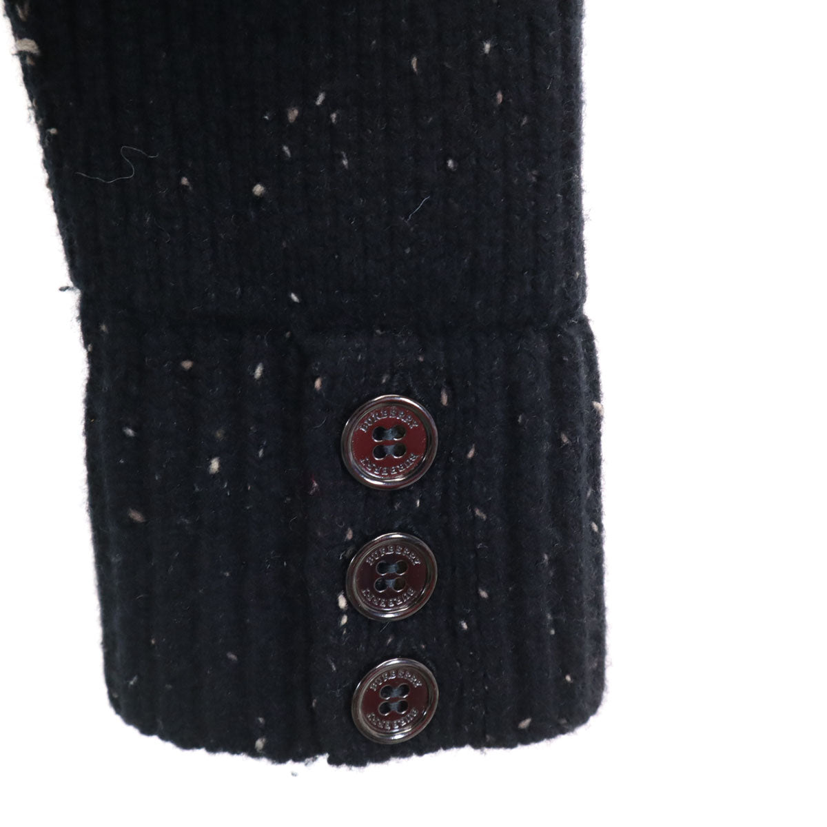 BURBERRY LONDON バーバリーロンドン 日本製 長袖 ネップ ニットカーディガン 4 ブラック 三陽商会 レディース