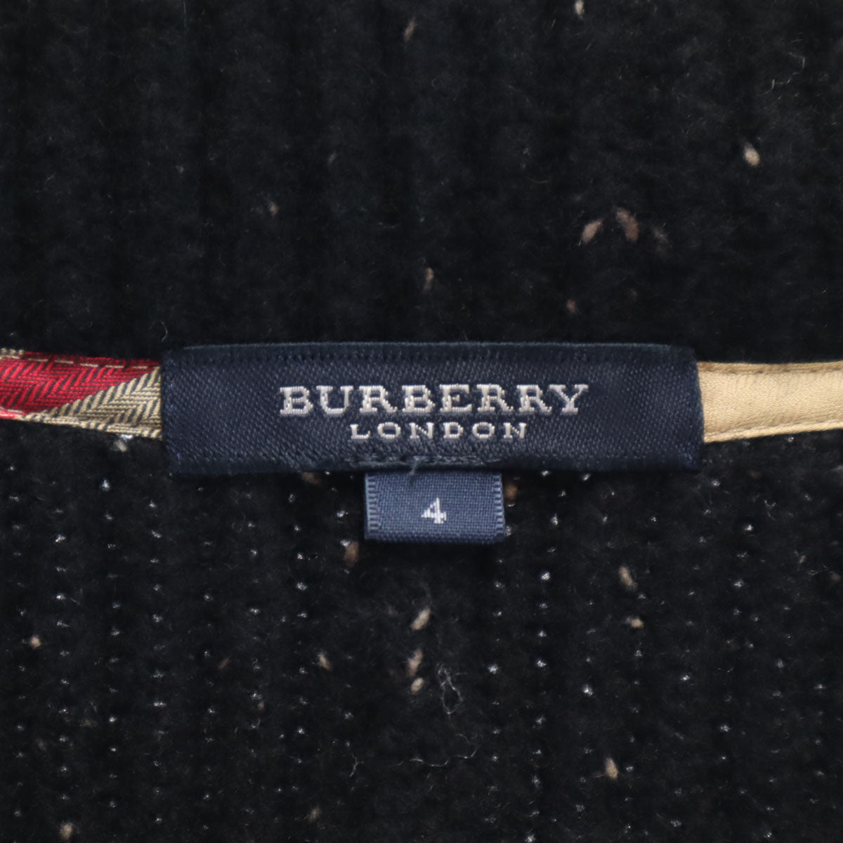 BURBERRY LONDON バーバリーロンドン 日本製 長袖 ネップ ニットカーディガン 4 ブラック 三陽商会 レディース