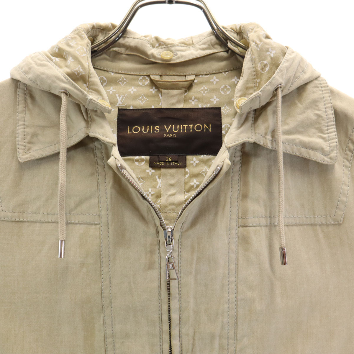 LOUIS VUITTON ルイヴィトン イタリア製 フーデッド ジャケット 38 ベージュ レディース