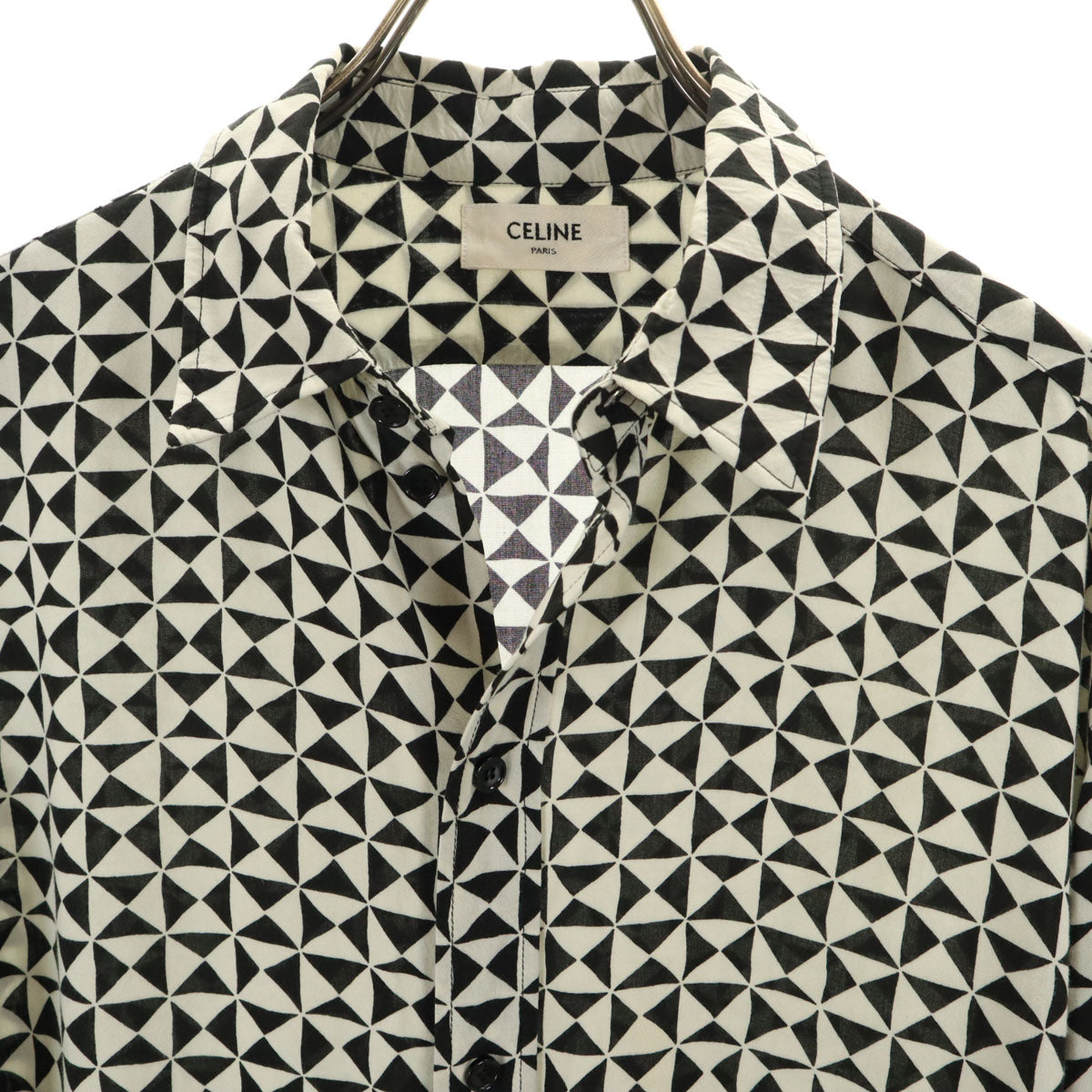 CELINE セリーヌ 21AW イタリア製 カレイドスコープ柄 長袖 シャツ 37 ホワイト メンズ