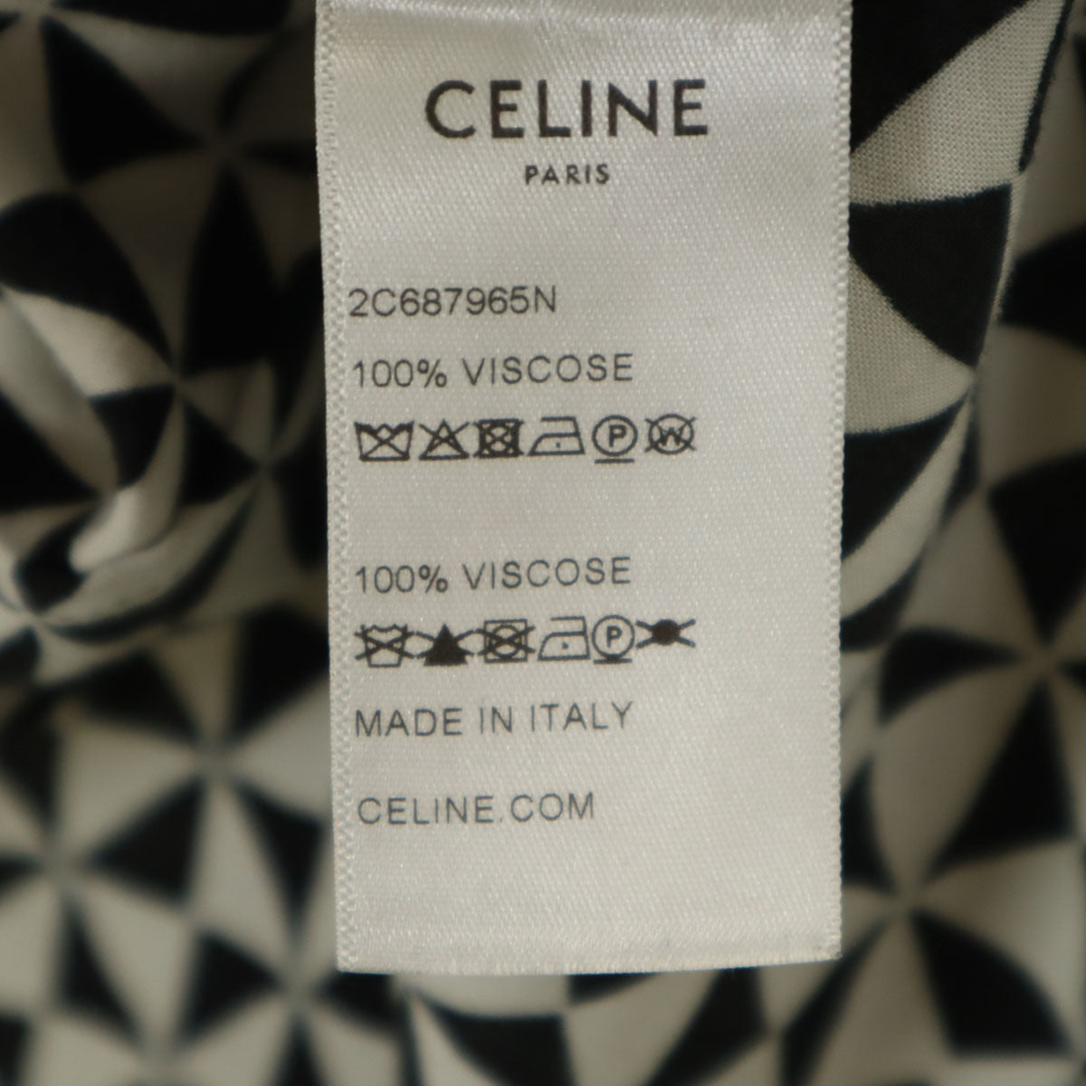 CELINE セリーヌ 21AW イタリア製 カレイドスコープ柄 長袖 シャツ 37 ホワイト メンズ