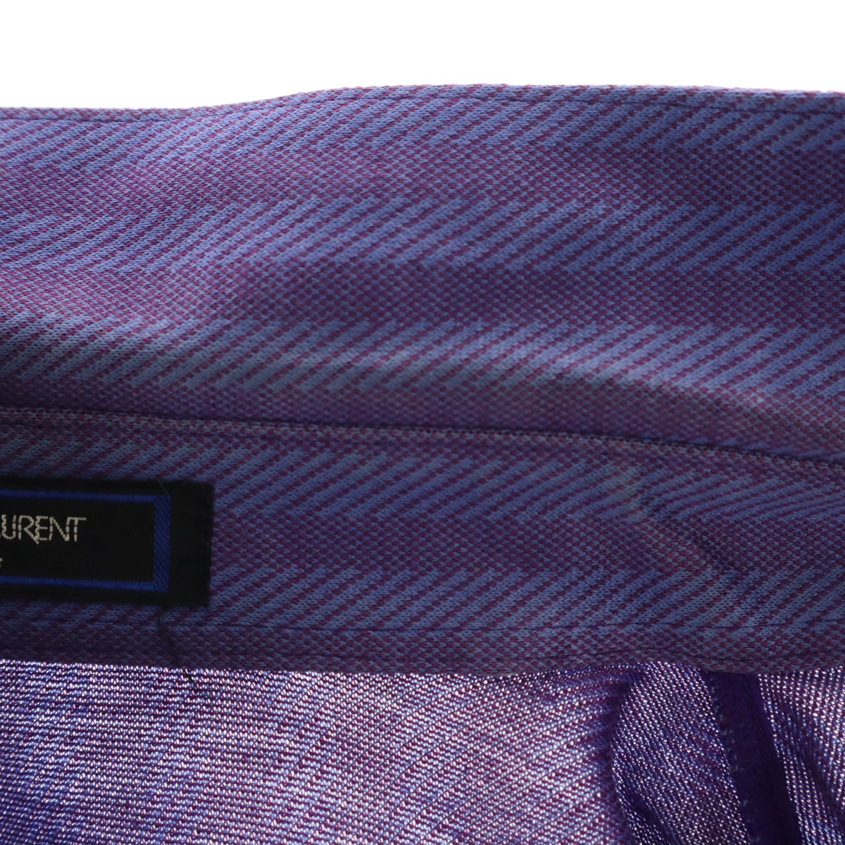 YVES SAINT LAURENT イヴサンローラン 90s オールド ストライプ柄 長袖 ポロシャツ パープル メンズ