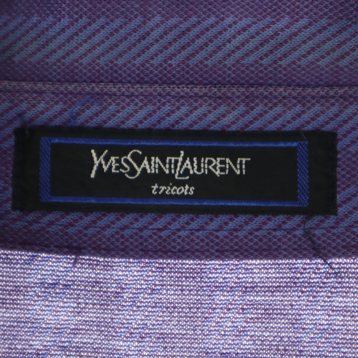 YVES SAINT LAURENT イヴサンローラン 90s オールド ストライプ柄 長袖 ポロシャツ パープル メンズ
