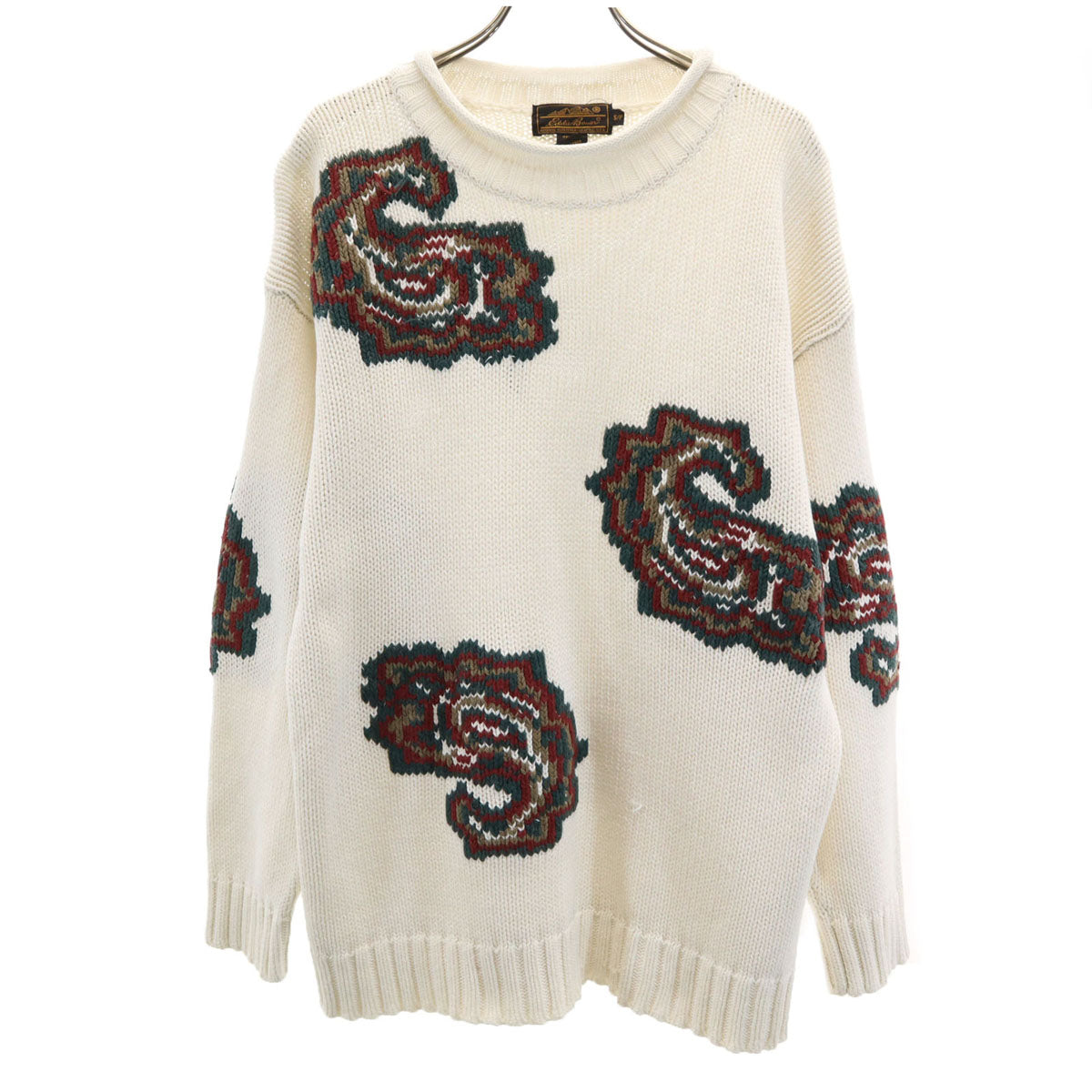 Eddie Bauer エディーバウアー 90s オールド 長袖 セーター S アイボリー ニット アウトドア メンズ