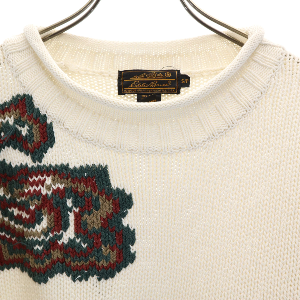 Eddie Bauer エディーバウアー 90s オールド 長袖 セーター S アイボリー ニット アウトドア メンズ