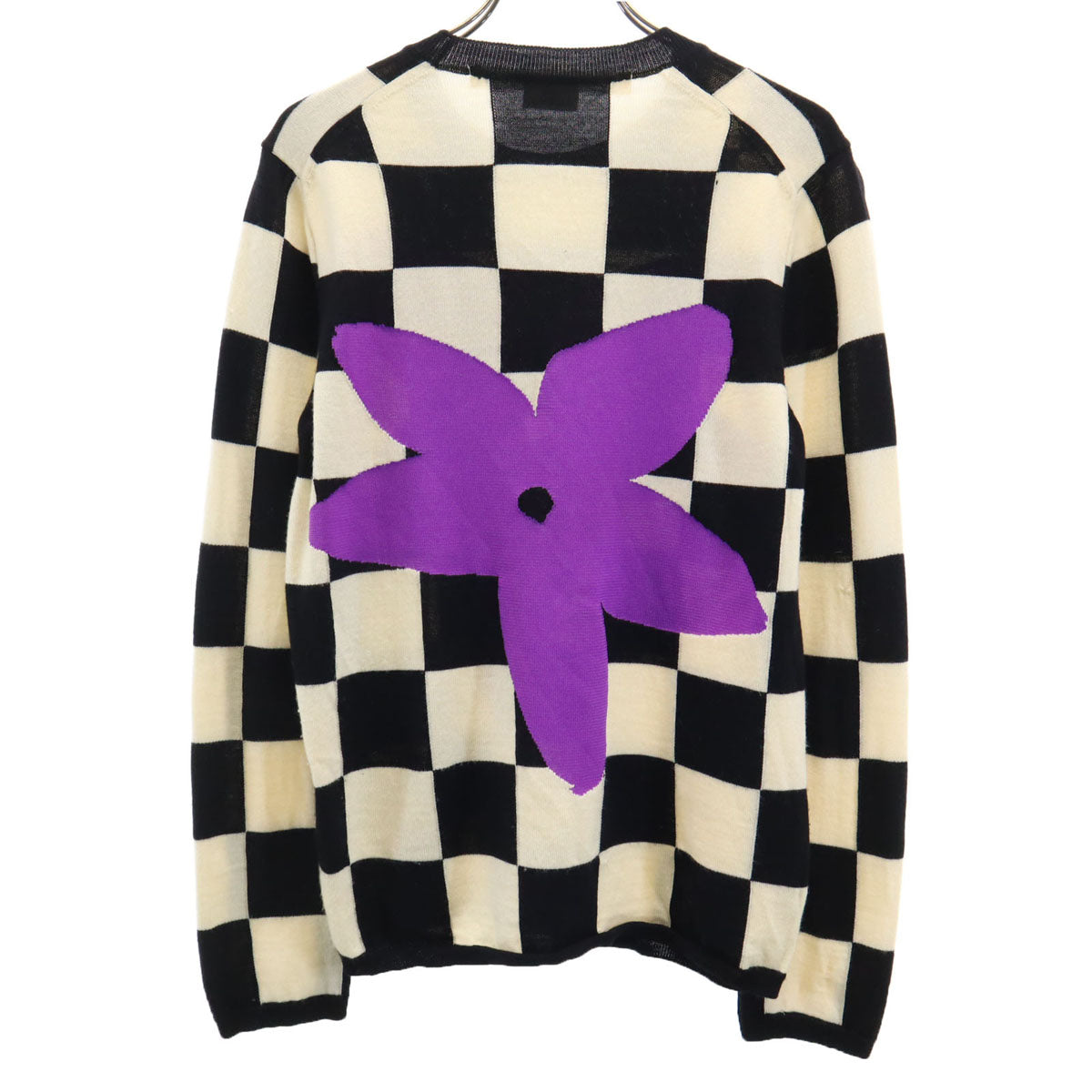 COMME des GARCONS コムデギャルソン 2012年 日本製 ブロックチェック 長袖 セーター S アイボリー ニット レディース