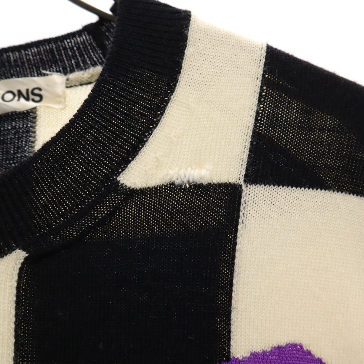 COMME des GARCONS コムデギャルソン 2012年 日本製 ブロックチェック 長袖 セーター S アイボリー ニット レディース