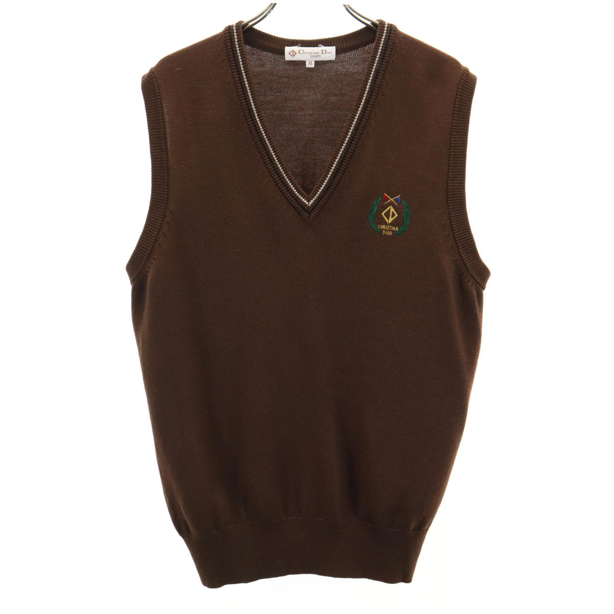 Christian Dior SPORTS クリスチャンディオールスポーツ 90s オールド Vネック ニットベスト M ブラウン メンズ