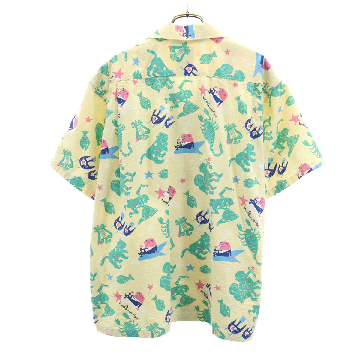 SUN SURF サンサーフ 柳原良平 デザイン 日本製 アンクルトリス 半袖 シアサッカー アロハシャツ L イエロー 東洋エンタープライズ SS39332 開襟 メンズ