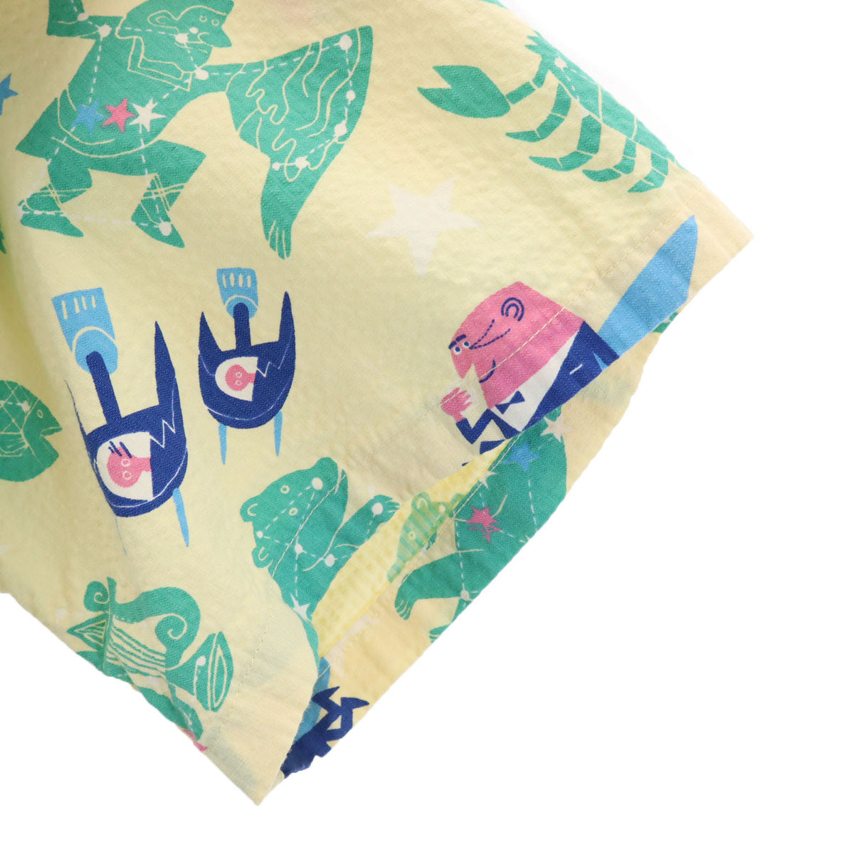 SUN SURF サンサーフ 柳原良平 デザイン 日本製 アンクルトリス 半袖 シアサッカー アロハシャツ L イエロー 東洋エンタープライズ SS39332 開襟 メンズ