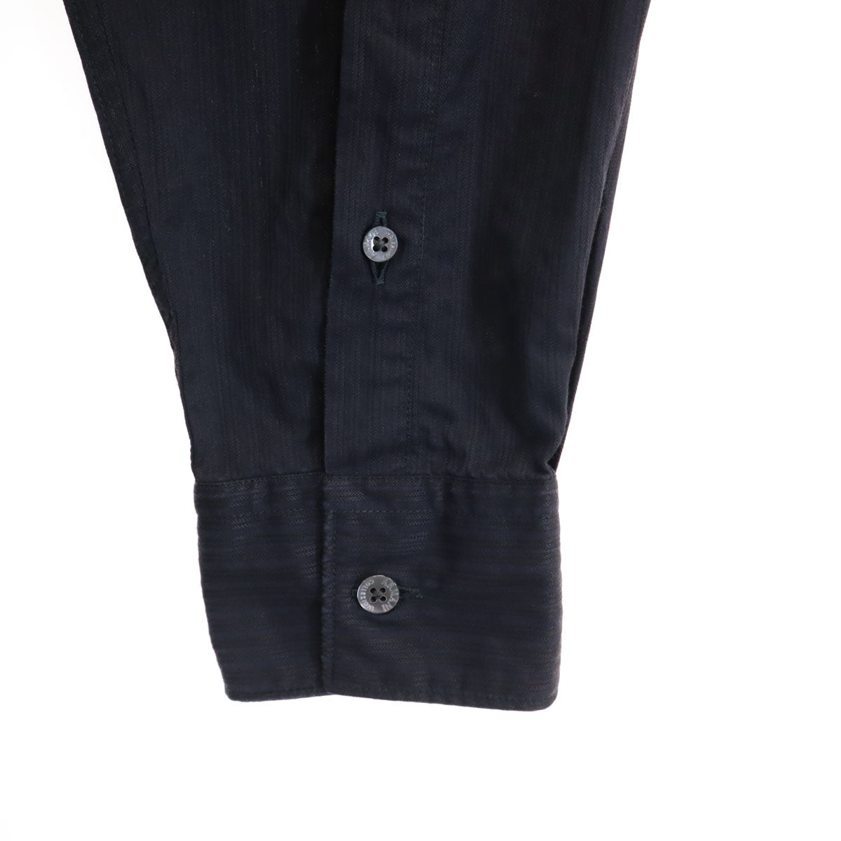 ARMANI COLLEZIONI アルマーニコレッツォーニ ストライプ柄 長袖 シャツ M ブラック メンズ