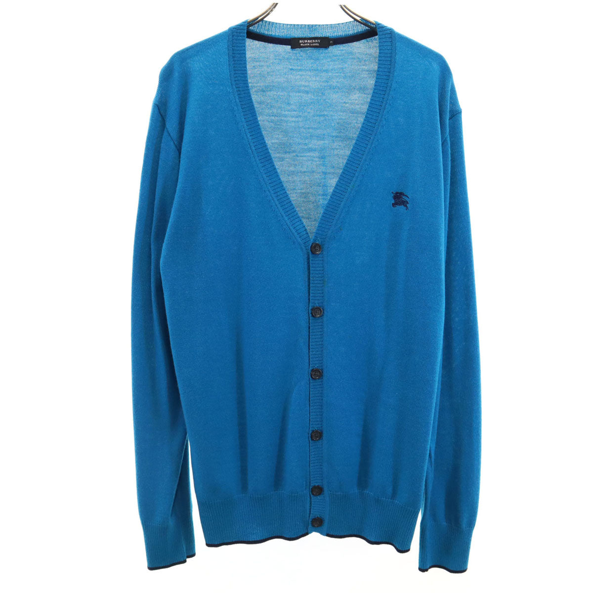 BURBERRY BLACK LABEL バーバリーブラックレーベル 長袖 Vネック ニットカーディガン 3 水色 三陽商会 メンズ