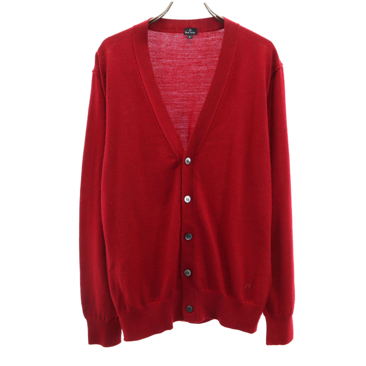 PS Paul Smith ピーエスポールスミス 長袖 Vネック ニットカーディガン L レッド メンズ