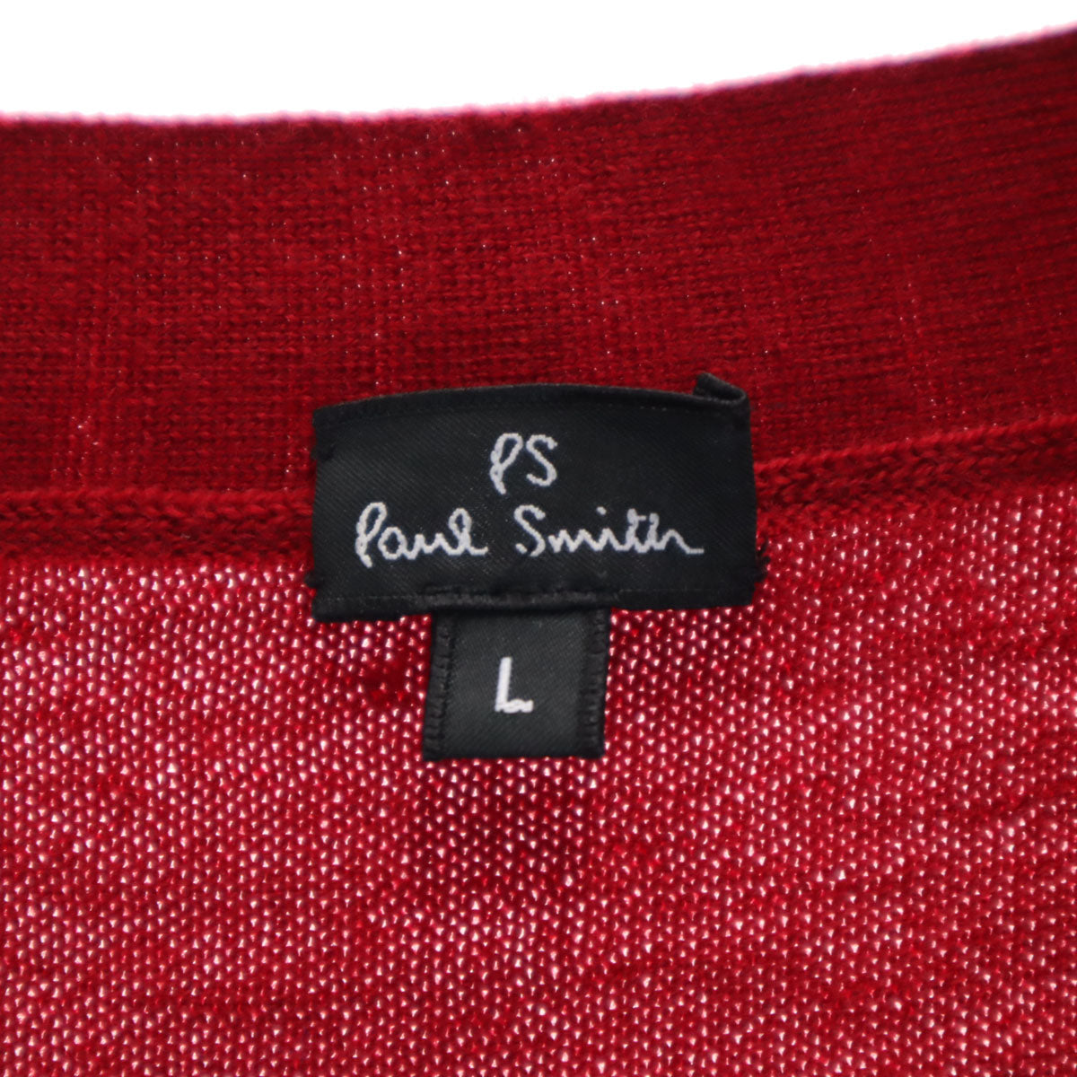 PS Paul Smith ピーエスポールスミス 長袖 Vネック ニットカーディガン L レッド メンズ