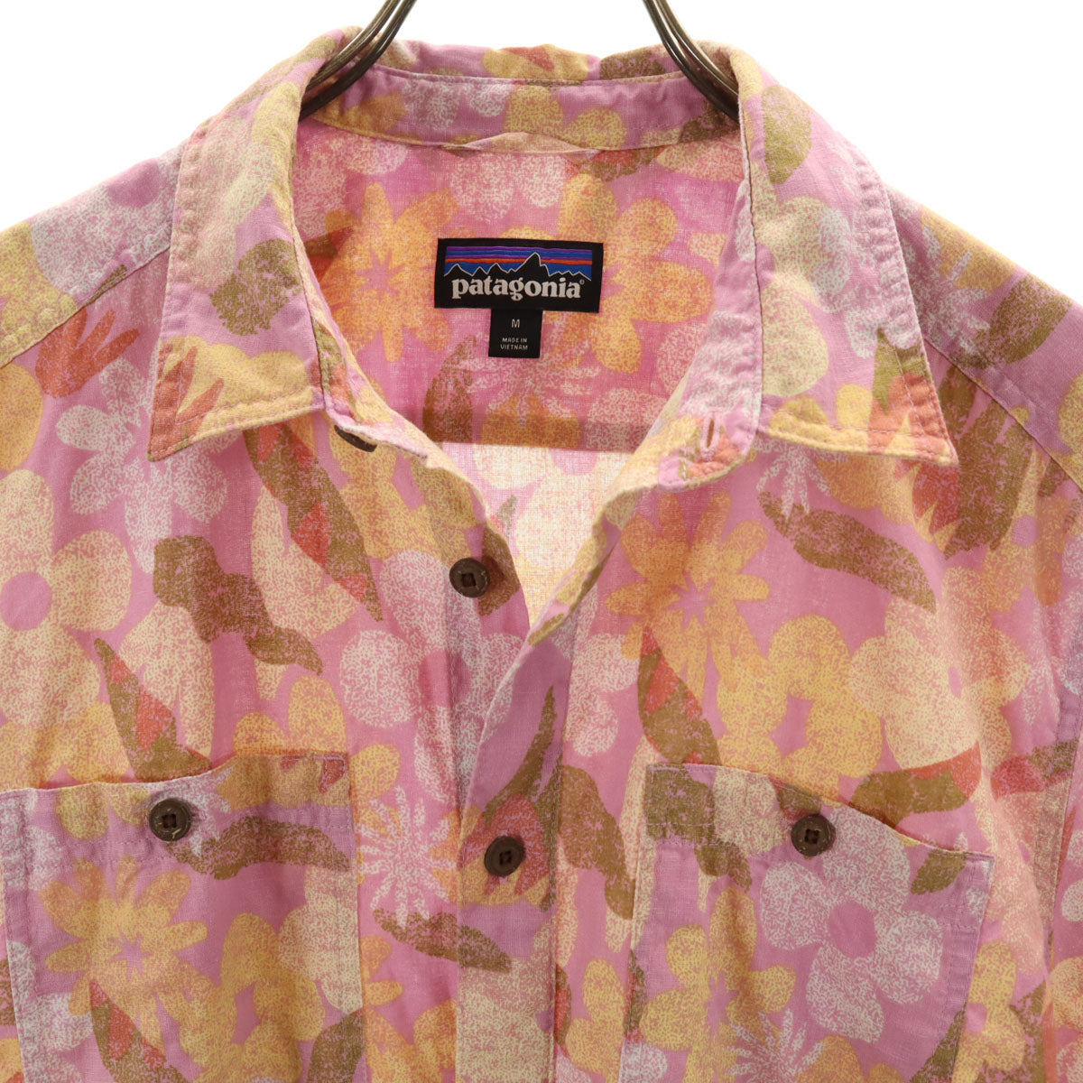 patagonia パタゴニア リネンブレンド 総柄 半袖 シャツ M ピンク アウトドア STY53139SP24 メンズ