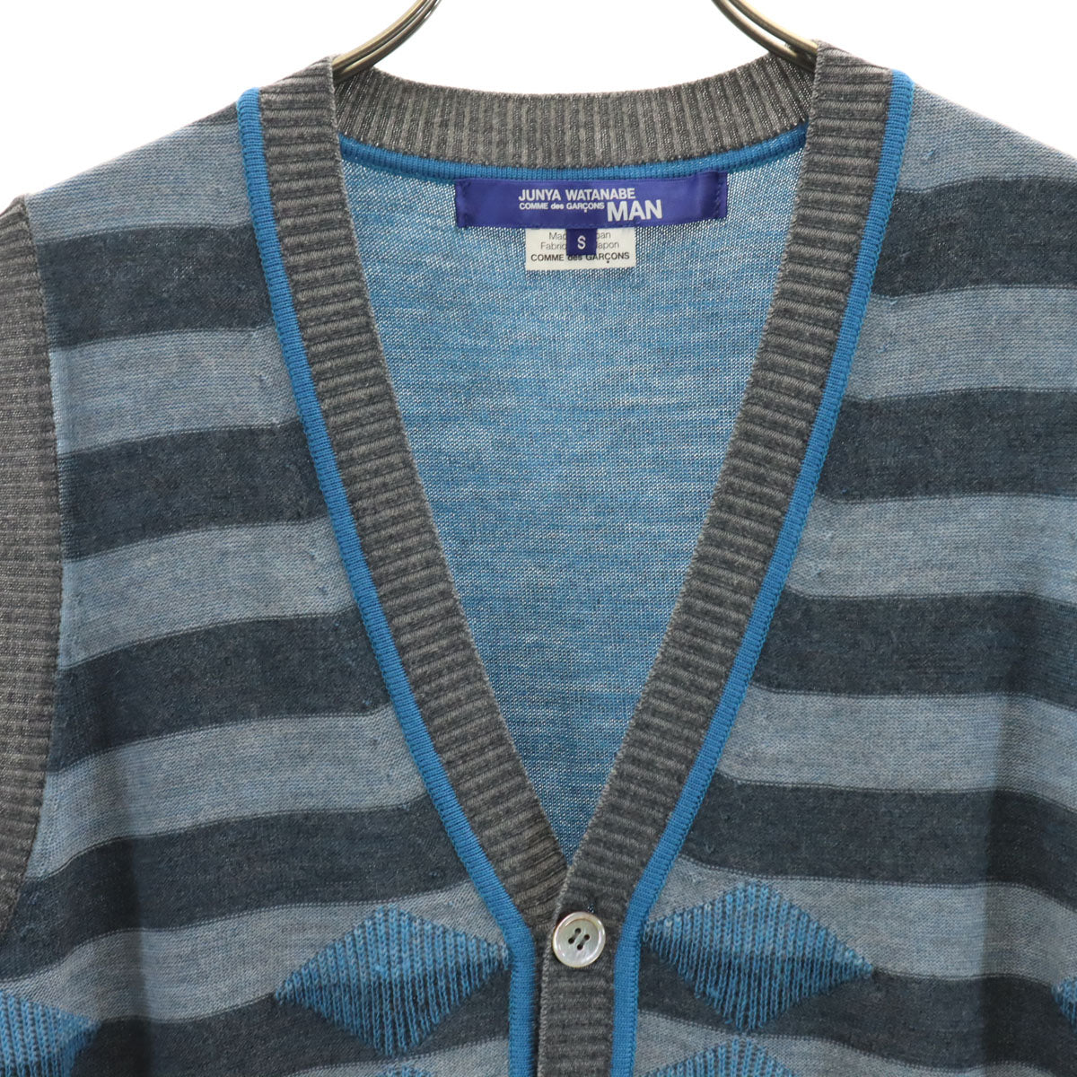 JUNYA WATANABE COMME des GARCONS MAN ジュンヤワタナベコムデギャルソンマン 2009年 日本製 ウール 総柄 Vネック ニットベスト S グレー メンズ
