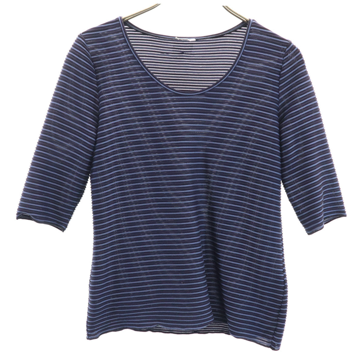 ARMANI アルマーニ ボーダー柄 半袖 カットソー 38 ネイビー COLLEZIONI レディース
